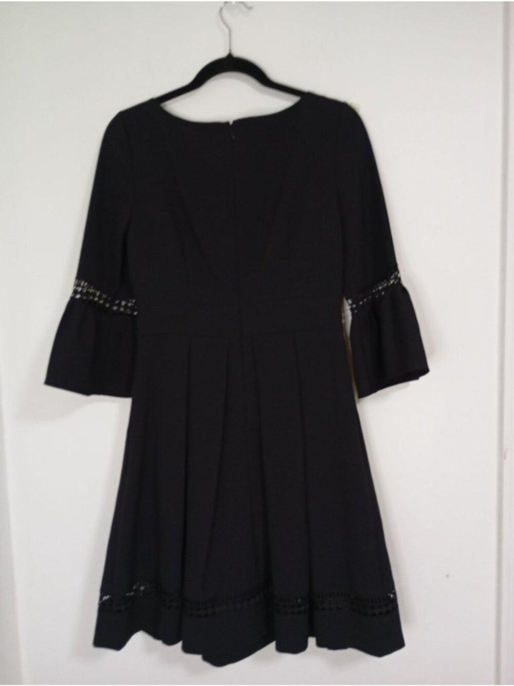 Eliza J Black Bell Sleeve Fit & Flare Dress With Lace Detail Size 6 - Picture 12 of 12